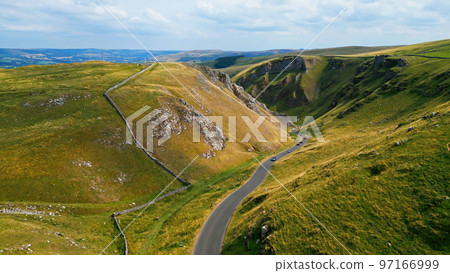 Winnats Pass at Peak District National Park - aerial view - travel photography Winnats Pass at Peak District National Park - aerial view - travel photography 97166999