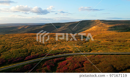 Sunset over Snake Pass in the Peak District National Park - travel photography 97167119