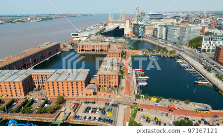 Albert Docks in the city of Liverpool - aerial view - travel photography Albert Docks in the city of Liverpool - aerial view - travel photography 97167121