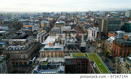 Aerial view over the city center of Glasgow Aerial view over the city center of Glasgow 97167144