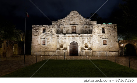 Famous Alamo at Alamo Plaza in San Antonio at night Famous Alamo at Alamo Plaza in San Antonio at night 97167150