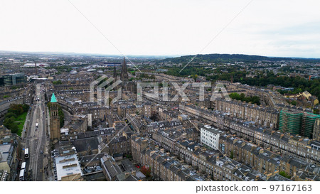 The City Center of Edinburgh from above - aerial view 97167163