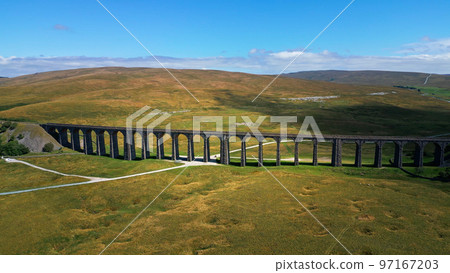 Impressive Ribblehead Viaduct at Yorkshire Dales National Park - aerial view - travel photography 97167203