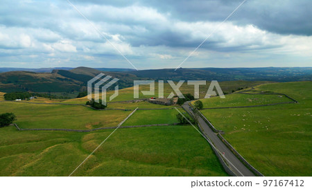 Amazing landscape of Peak District National Park - aerial view - travel photography 97167412