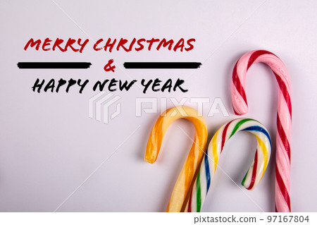 Merry Christmas and a happy New Year. Sweets on a white background Merry Christmas and a happy New Year. Sweets on a white background 97167804