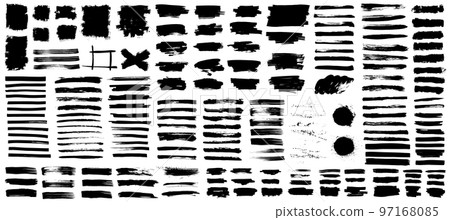 Creative brushstroke, paintbrush texture with splashes grunge 97168085