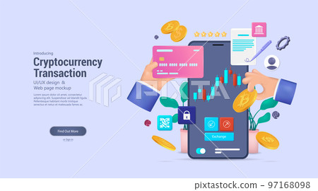 Cryptocurrency transaction online on Mobile App - Mobile banking or wallet 97168098