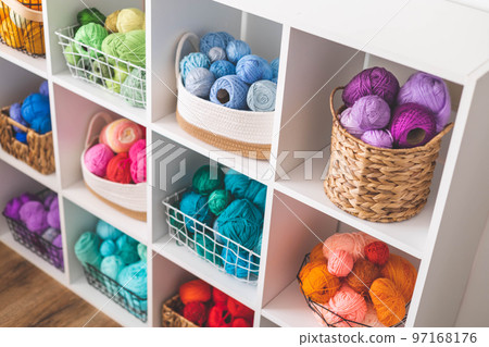 Yarn storage organization textile hobby supplies contemporary cupboard shelves 97168176