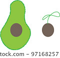Icon illustration of avocado and sprouted seeds 97168257