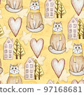 Hand drawn seamless cosy street design.  97168681