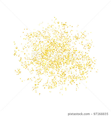 Background plume golden abstract grainy texture, crumbs for background or backdrop. Gold dust. Sand particles grain. Pieces abstract. plume. Jewelry, carefully placed by hand. Jewel confetti. Vector 97168835