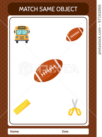 Match with same object game rugbyball. worksheet for preschool kids, kids activity sheet 97168866