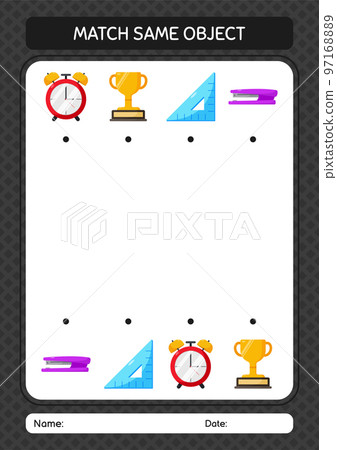 Match with same object game summer icon. worksheet for preschool kids, kids activity sheet 97168889