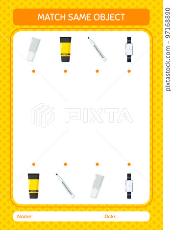 Match with same object game summer icon. worksheet for preschool kids, kids activity sheet Match with same object game summer icon. worksheet for preschool kids, kids activity sheet 97168890