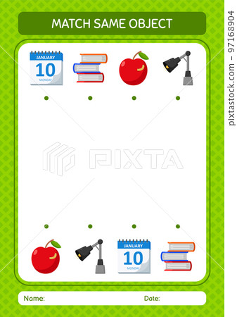 Match with same object game summer icon. worksheet for preschool kids, kids activity sheet Match with same object game summer icon. worksheet for preschool kids, kids activity sheet 97168904