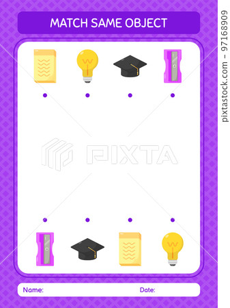 Match with same object game summer icon. worksheet for preschool kids, kids activity sheet Match with same object game summer icon. worksheet for preschool kids, kids activity sheet 97168909