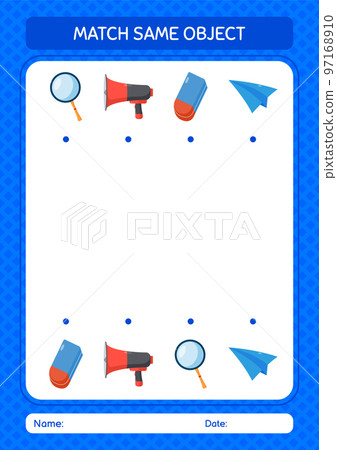Match with same object game summer icon. worksheet for preschool kids, kids activity sheet 97168910