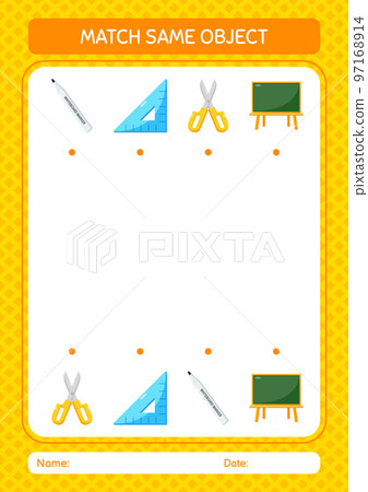 Match with same object game summer icon. worksheet for preschool kids, kids activity sheet 97168914