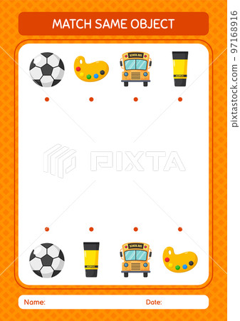 Match with same object game summer icon. worksheet for preschool kids, kids activity sheet Match with same object game summer icon. worksheet for preschool kids, kids activity sheet 97168916