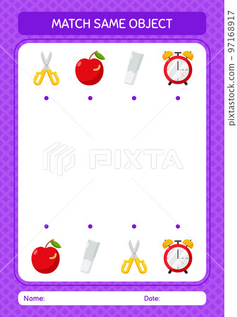Match with same object game summer icon. worksheet for preschool kids, kids activity sheet 97168917