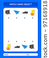 Match with same object game summer icon. worksheet for preschool kids, kids activity sheet 97168918