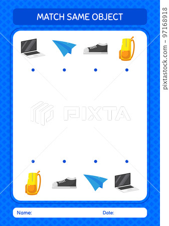 Match with same object game summer icon. worksheet for preschool kids, kids activity sheet Match with same object game summer icon. worksheet for preschool kids, kids activity sheet 97168918