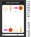 Match with same object game summer icon. worksheet for preschool kids, kids activity sheet 97168921
