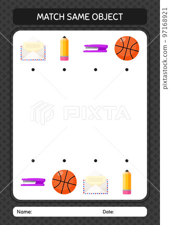 Match with same object game summer icon. worksheet for preschool kids, kids activity sheet Match with same object game summer icon. worksheet for preschool kids, kids activity sheet 97168921