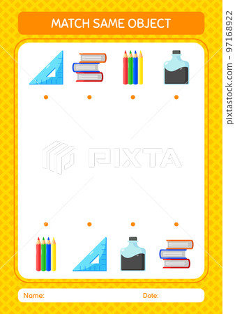 Match with same object game summer icon. worksheet for preschool kids, kids activity sheet 97168922