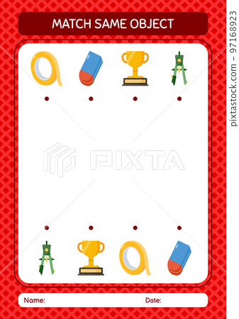 Match with same object game summer icon. worksheet for preschool kids, kids activity sheet 97168923