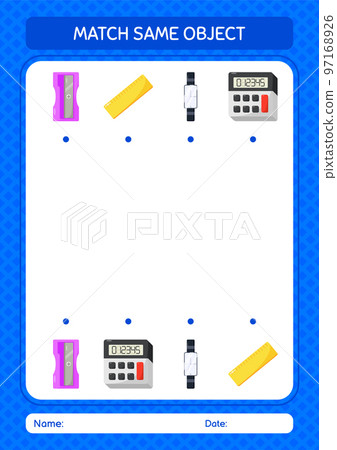 Match with same object game summer icon. worksheet for preschool kids, kids activity sheet 97168926