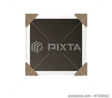 Vintage photo frames. Retro realistic photos for digital scrapbook album. Old empty pictures with shadow and transparent stickers. 97169422