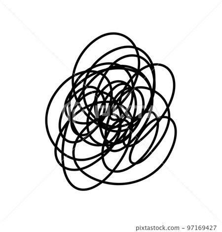 Complex line. Complicated way. Messy ball concept. Loading idea vector process. 97169427