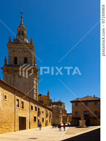 El Burgo de Osma street view with bell tower of Cathedral of Assumption El Burgo de Osma street view with bell tower of Cathedral of Assumption 97169969
