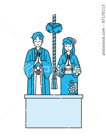 New Year's visit, prayer, New Year's Day, person, kimono 97170113