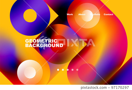 Circles and round shapes landing page abstract geometric background. Web page for website or mobile app wallpaper Circles and round shapes landing page abstract geometric background. Web page for website or mobile app wallpaper 97170297
