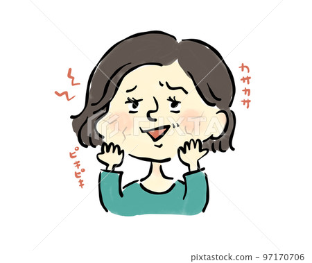患有皮膚乾燥皮膚問題的女性手繪插畫素材 患有皮膚乾燥皮膚問題的女性手繪插畫素材 97170706