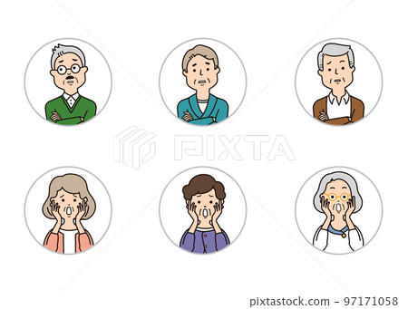 高級面部表情圖標思考，驚訝，震驚 97171058