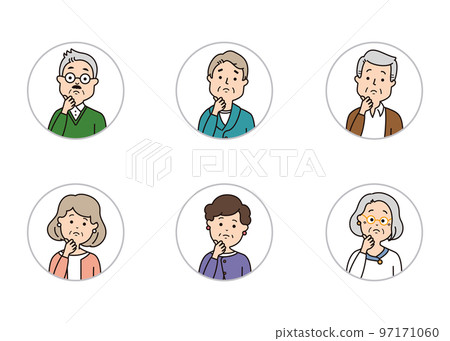 高級面部表情圖標思考/擔心 高級面部表情圖標思考/擔心 97171060