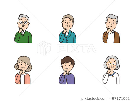 高級面部表情圖標思考/擔心 高級面部表情圖標思考/擔心 97171061