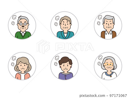 Senior facial expression icon angry Senior facial expression icon angry 97171067