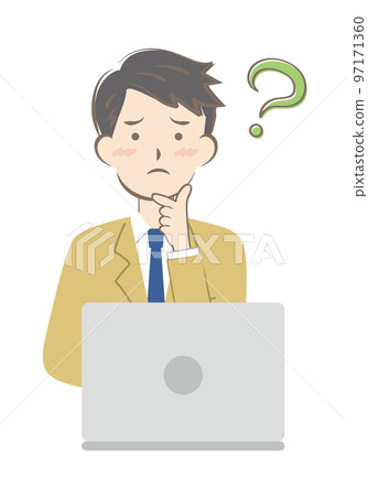 擔心操作電腦的西裝青年 97171360