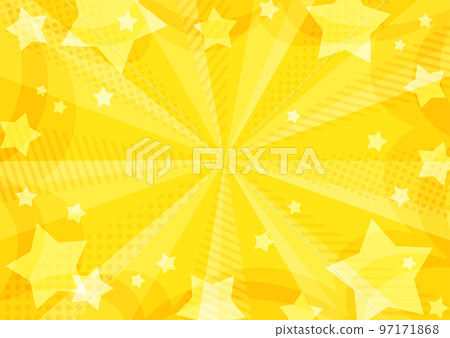 A stylish yellow radiation background material with a pattern of popping stars Horizontal 97171868