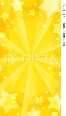A stylish yellow radiation background material with a pattern of popping stars Vertical 97171870