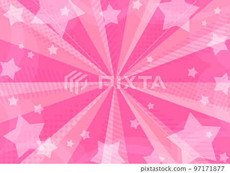 A stylish pink radiation background material with a pattern of popping stars Horizontal 97171877