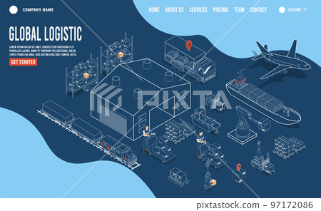 3D isometric Set of logistics solutions concept... - Stock Illustration ...