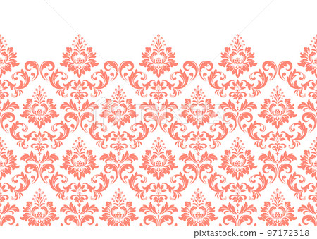 Wallpaper in the style of Baroque. Modern vector background. White and pink floral ornament. Graphic pattern for fabric, wallpaper, packaging. Ornate Damask flower ornament Wallpaper in the style of Baroque. Modern vector background. White and pink floral ornament. Graphic pattern for fabric, wallpaper, packaging. Ornate Damask flower ornament 97172318