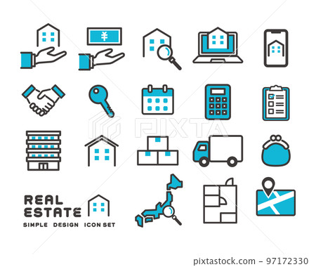與房地產和房間搜索/新生活/搬家相關的圖標矢量圖素材 與房地產和房間搜索/新生活/搬家相關的圖標矢量圖素材 97172330