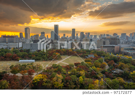 [Osaka Castle Park] Scenery from the observatory of Osaka Castle [Urban landscape] 97172877