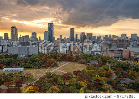 [Osaka Castle Park] Scenery from the observatory of Osaka Castle [Urban landscape] 97172883